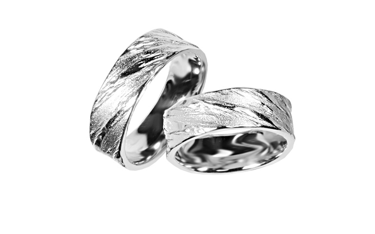 45360+45361-wedding rings, white gold 750